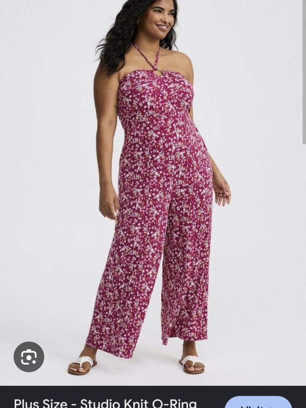 NWT Torrid Berry Pink Knit Floral Strapless Halter Ring Jumpsuit SIZE 3